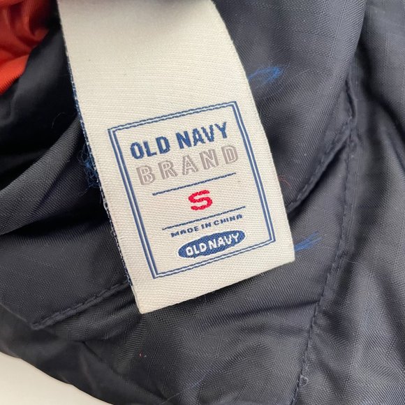 Old Navy Reversible Quilted Puffer Vest Blue Orange Boys Small - Picture 5 of 11